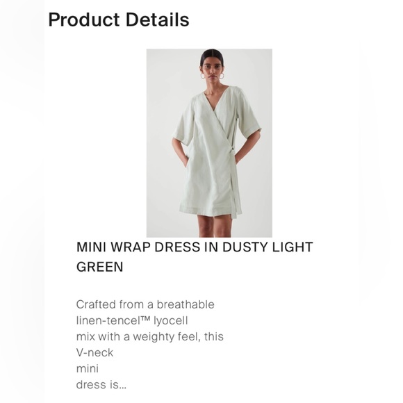 COS MINI WRAP DRESS IN DUSTY LIGHT GREEN - Picture 7 of 15
